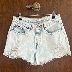 Abercrombie & Fitch Blue Jean Shorts Distressed High-Waisted